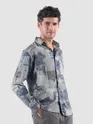 Light Grey &amp; Blue Modern Abstract Printed Shirt