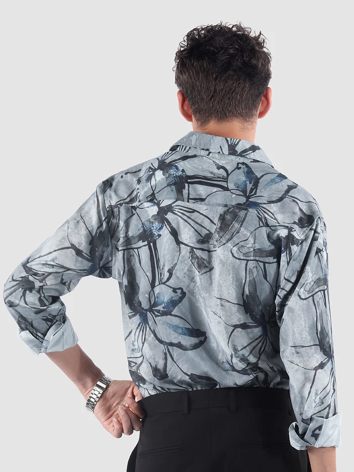 Light Grey Bold Flower Print Shirt