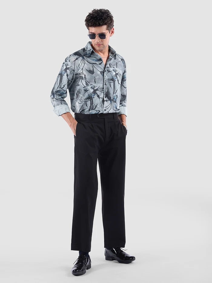 Light Grey Bold Flower Print Shirt