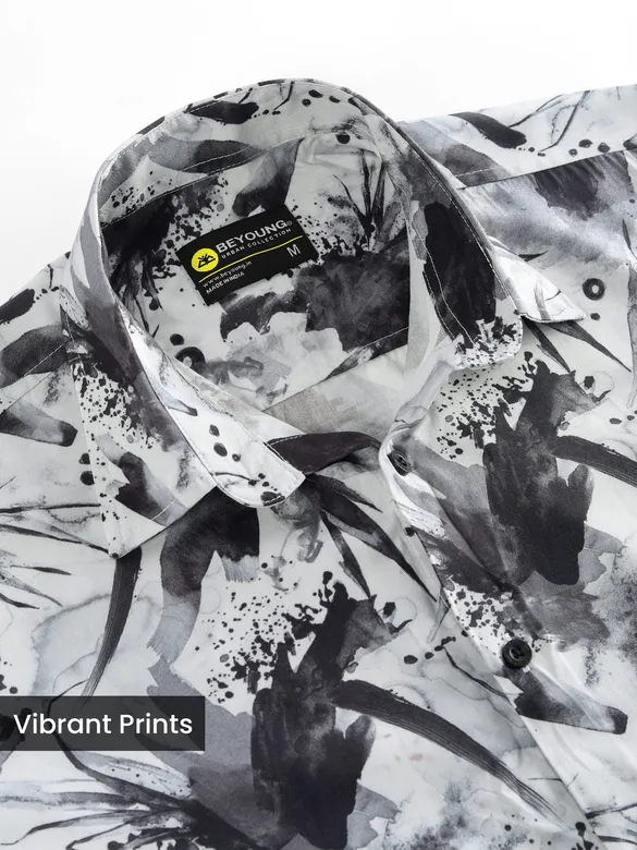 Light Grey Splash Printed Shirt