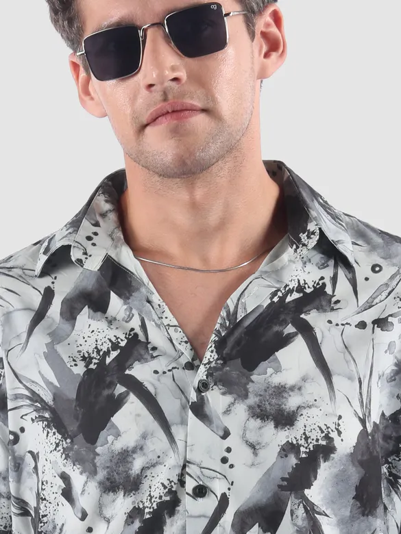 Light Grey Splash Printed Shirt