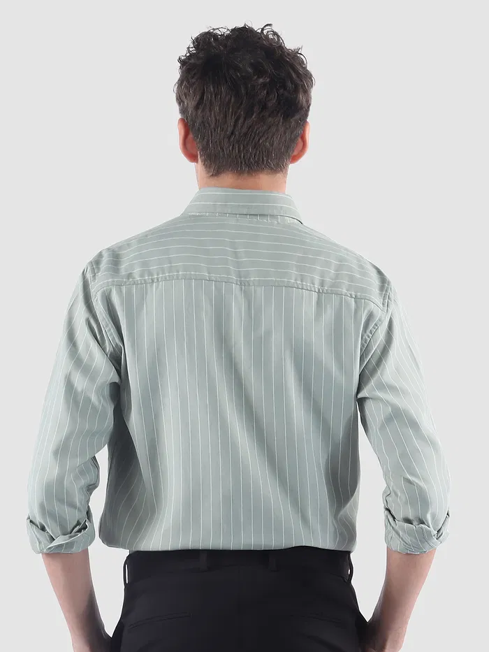 Light Grey Stripe Button Down Collar Shirt