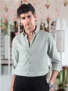 Light Grey Stripe Button Down Collar Shirt