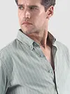 Light Grey Stripe Button Down Collar Shirt