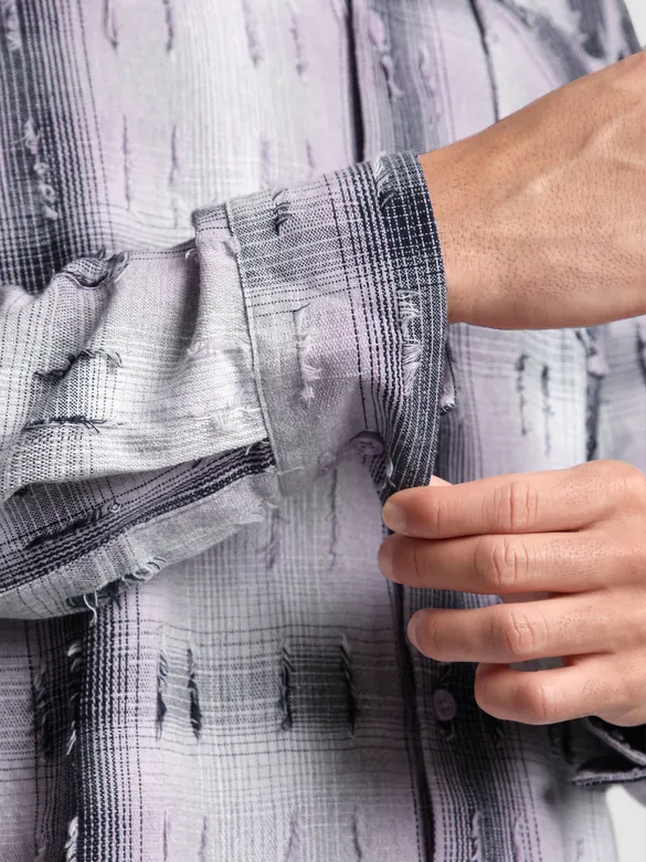 Lilac Frayed Check Shirt