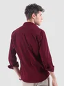 Maroon Lazer Cut Floral Textured Corduroy Shirt