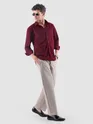Maroon Lazer Cut Floral Textured Corduroy Shirt