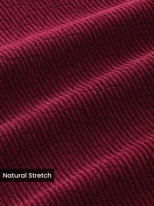 Maroon Lazer Cut Floral Textured Corduroy Shirt