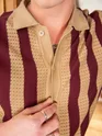 Maroon Striped Flat Knit Shirt