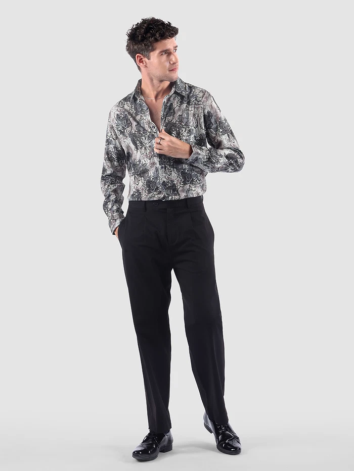 Mauve Abstract Flower Print Shirt