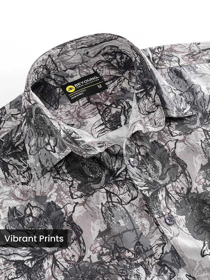 Mauve Abstract Flower Print Shirt