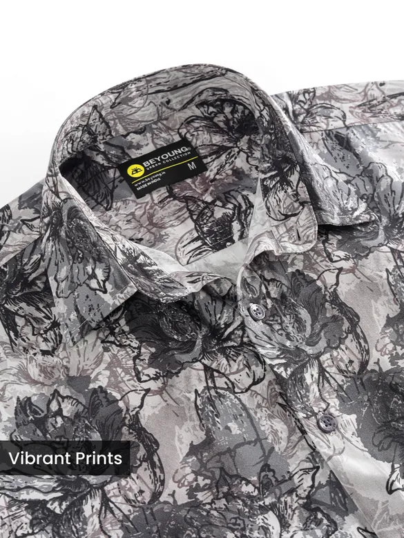 Mauve Abstract Flower Print Shirt