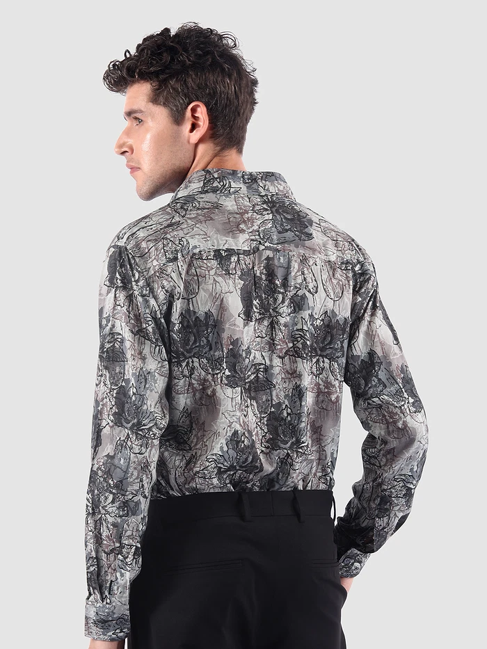 Mauve Abstract Flower Print Shirt