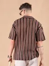 Mauve Stripe Crochet Half-Sleeves Shirt