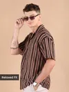 Mauve Stripe Crochet Half-Sleeves Shirt