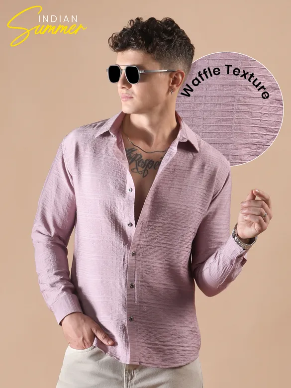 Mauve Textured Check Shirt