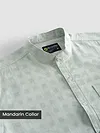 Mist Grey Mandarin Collar Textured Shirt