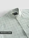 Mist Grey Mandarin Collar Textured Shirt