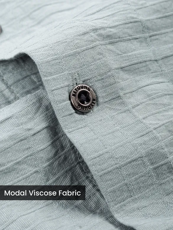 Mist Grey Textured Check Shirt