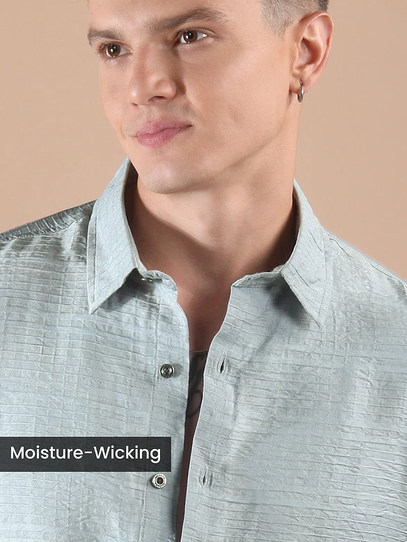 Mist Grey Textured Check Shirt
