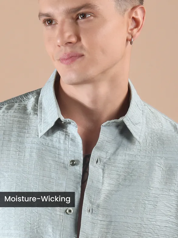 Mist Grey Textured Check Shirt