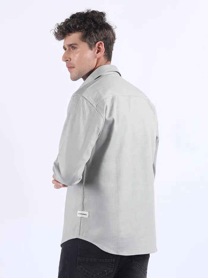 Mist Grey Textured Cotton Shirt