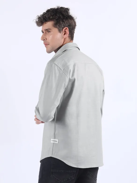 Mist Grey Textured Cotton Shirt