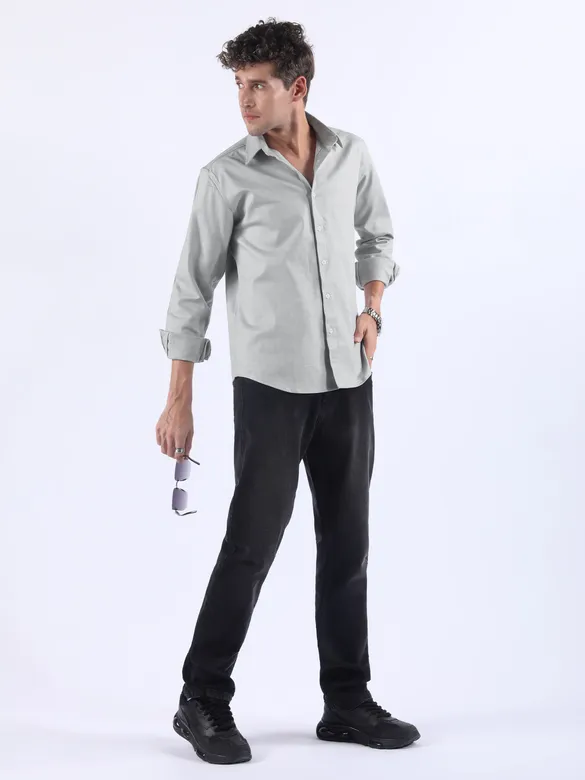Mist Grey Textured Cotton Shirt