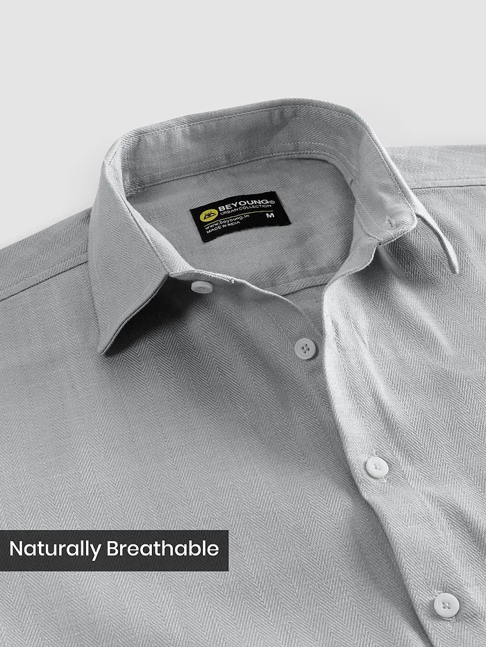 Mist Grey Textured Cotton Shirt
