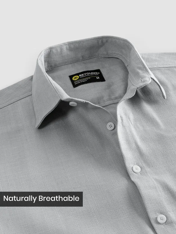 Mist Grey Textured Cotton Shirt