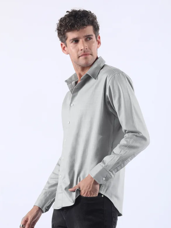 Mist Grey Textured Cotton Shirt