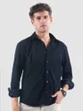 Navy Lazer Cut Floral Textured Corduroy Shirt