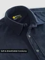 Navy Lazer Cut Floral Textured Corduroy Shirt