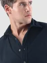 Navy Lazer Cut Floral Textured Corduroy Shirt