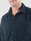 Navy Lazer Cut Stripe Textured Corduroy Shirt
