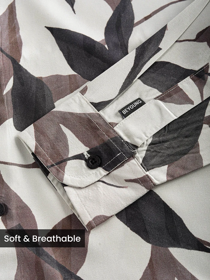 Off White Leaf Print Shirt