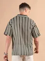 Off White Stripe Crochet Half-Sleeves Shirt
