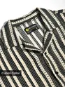 Off White Stripe Crochet Half-Sleeves Shirt