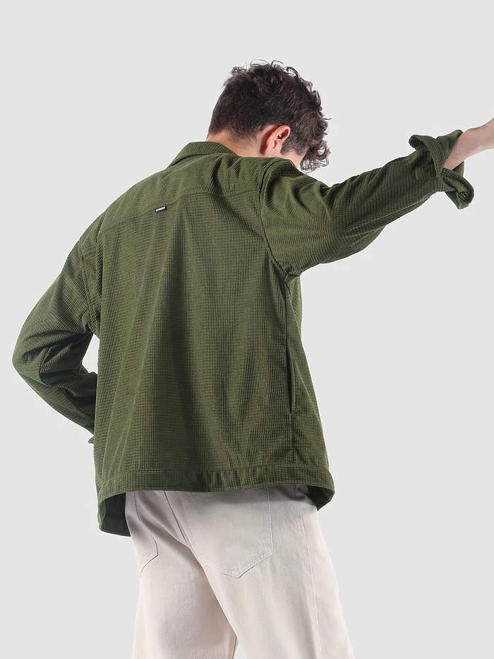 Olive Waffle Corduroy Shacket
