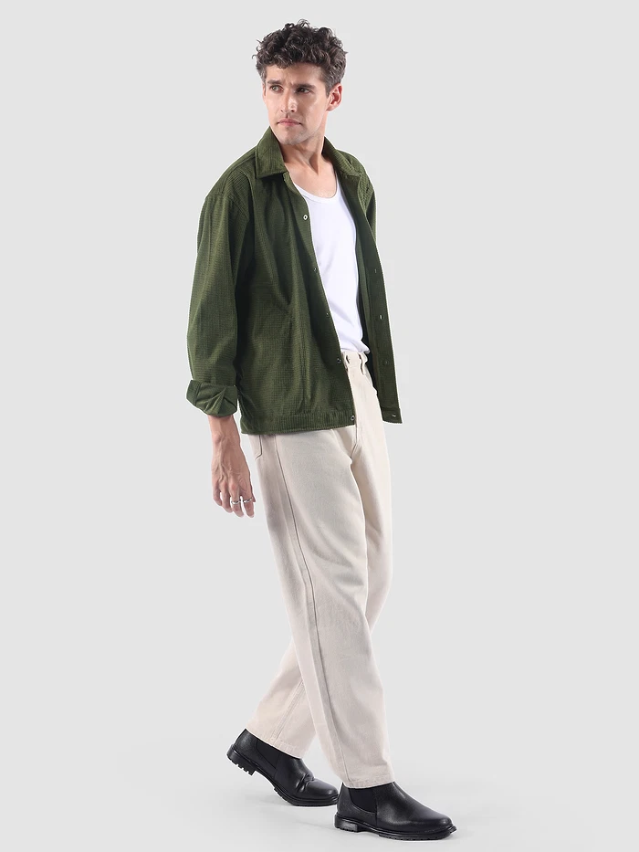 Olive Waffle Corduroy Shacket