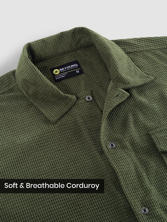 Olive Waffle Corduroy Shacket
