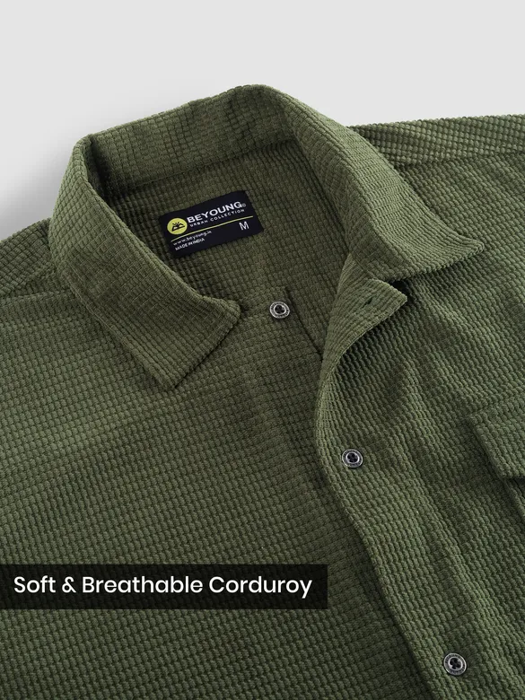 Olive Waffle Corduroy Shacket