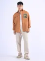 Orange Embroidered Applique Patch Shirt