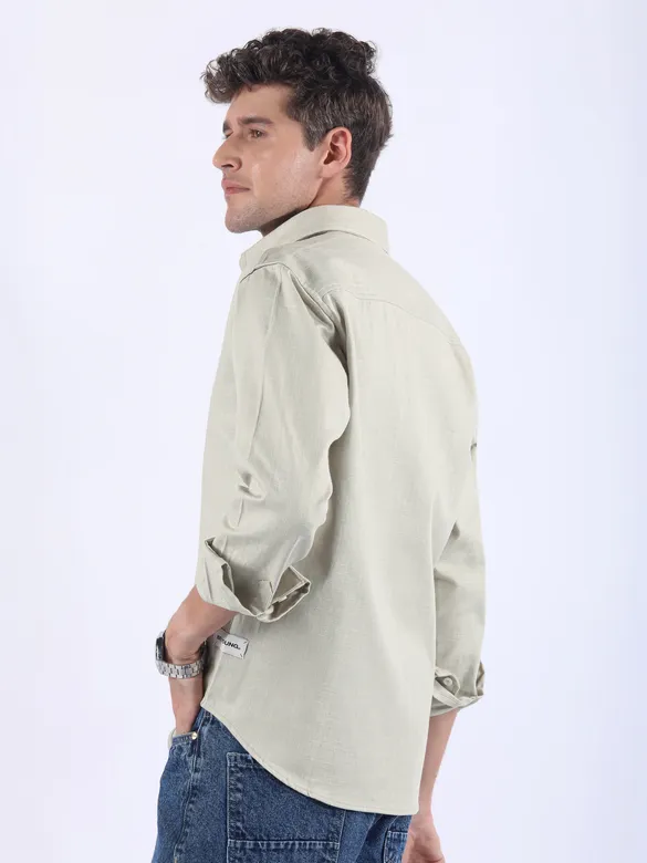 Pastle Green Textured Cotton Shirt