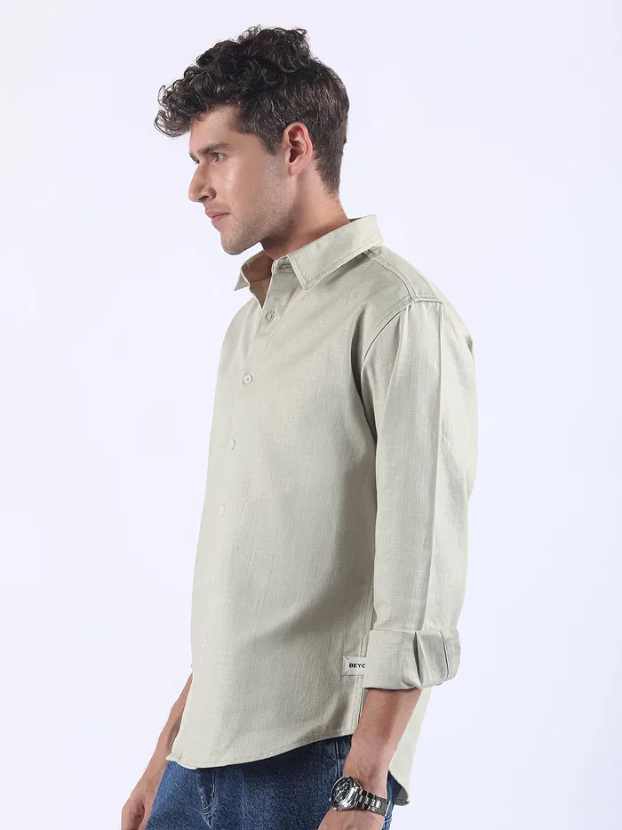 Pastle Green Textured Cotton Shirt