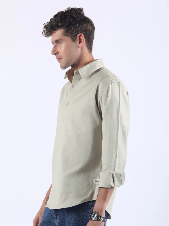 Pastle Green Textured Cotton Shirt