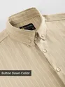 Sand Brown Stripe Button Down Collar Shirt