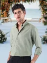 Smoky Green Stripe Button Down Collar Shirt