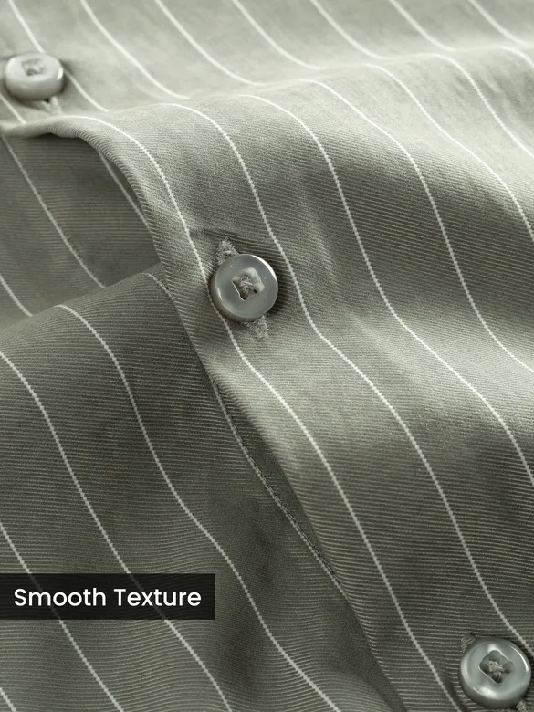 Smoky Green Stripe Button Down Collar Shirt
