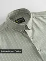 Smoky Green Stripe Button Down Collar Shirt